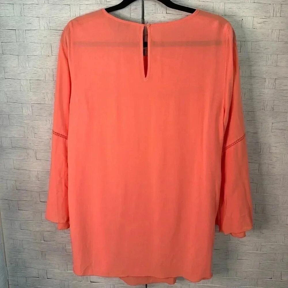 Melissa Paige Bohemian festival, Gypsy tunic top salmon trumpet sleeves - Picture 2 of 7
